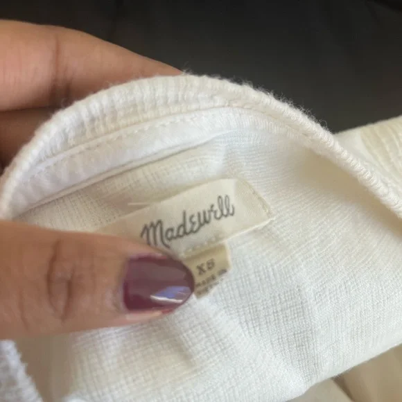 Madewell cotton blend blouse off shoulder cream beige casual - Picture 5 of 5
